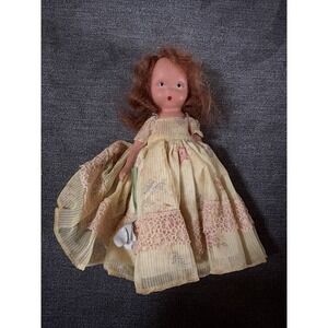Vtg Nancy Ann Storybook‎ Doll Ring Around A Rosy 5.5 in Bisque Yellow Dress 159